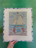 Load image into Gallery viewer, NEW Coastal Sailboat Mermaids Needlepoint Canvas