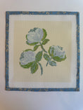 Load image into Gallery viewer, Needlepoint Canvas on 13 Bowood Roses Zweigart Mono Deluxe Mesh Embroidery with finished Liberty of London fabric on the edges
