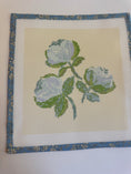 Load image into Gallery viewer, Needlepoint Canvas on 13 Bowood Roses Zweigart Mono Deluxe Mesh Embroidery with finished Liberty of London fabric on the edges
