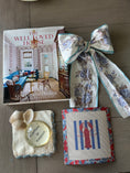 Load image into Gallery viewer, Needlepoint Canvas on 13 Lobster Striped East Coast Zweigart Mono Deluxe Mesh Embroidery with finished Liberty of London fabric on the edges