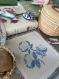 Load image into Gallery viewer, Needlepoint Canvas on 13 Roses Zweigart Mono Deluxe Mesh Embroidery with finished Liberty of London fabric on the edges