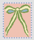 Load image into Gallery viewer, Green Peach Bow Needlepoint Canvas 13 Bow Zweigart Mono Deluxe Mesh Embroidery with finished Liberty of London fabric on the edges SALE