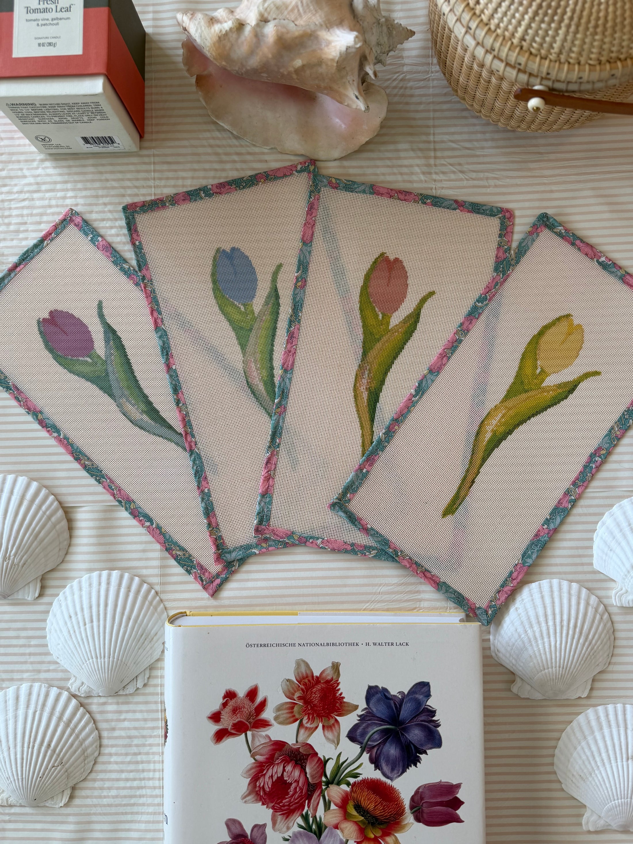 NEW Coastal Ava Beth Long Stem Tulip Needlepoint Canvas