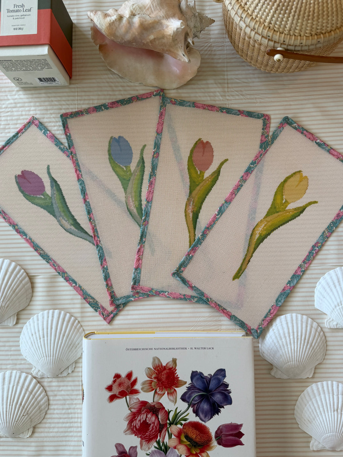 NEW Coastal Ava Beth Long Stem Tulip Needlepoint Canvas