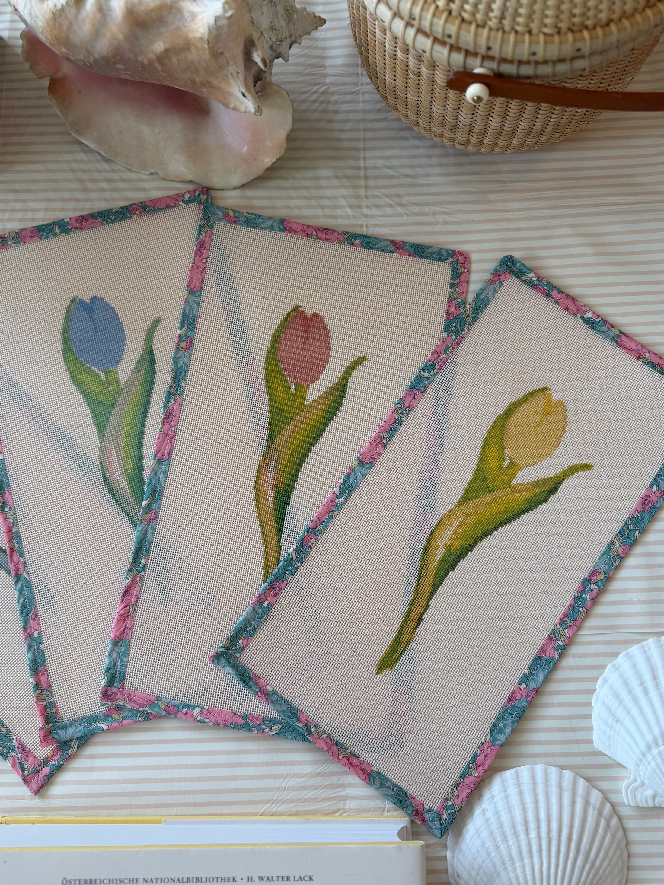 NEW Coastal Ava Beth Long Stem Tulip Needlepoint Canvas