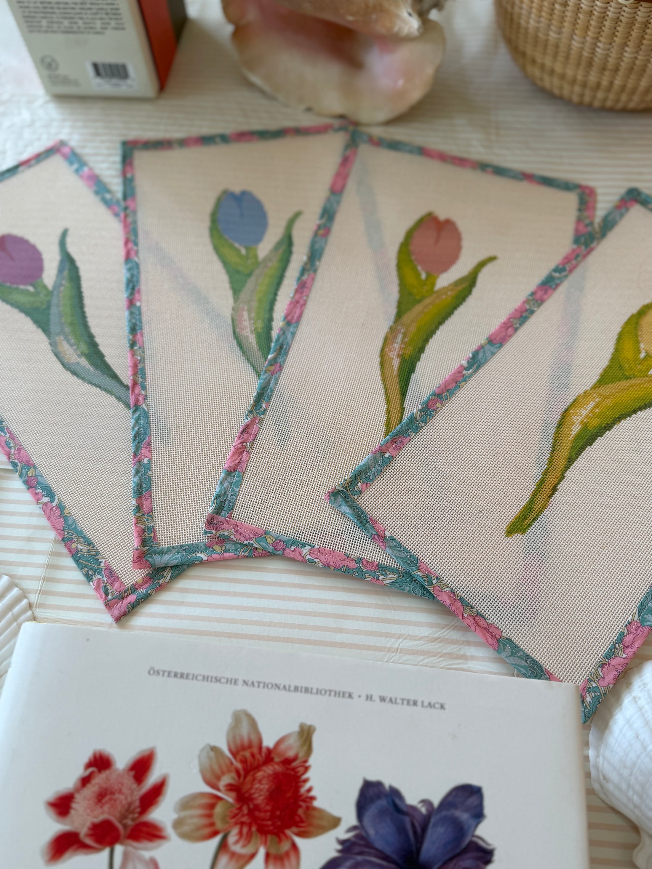 NEW Coastal Ava Beth Long Stem Tulip Needlepoint Canvas