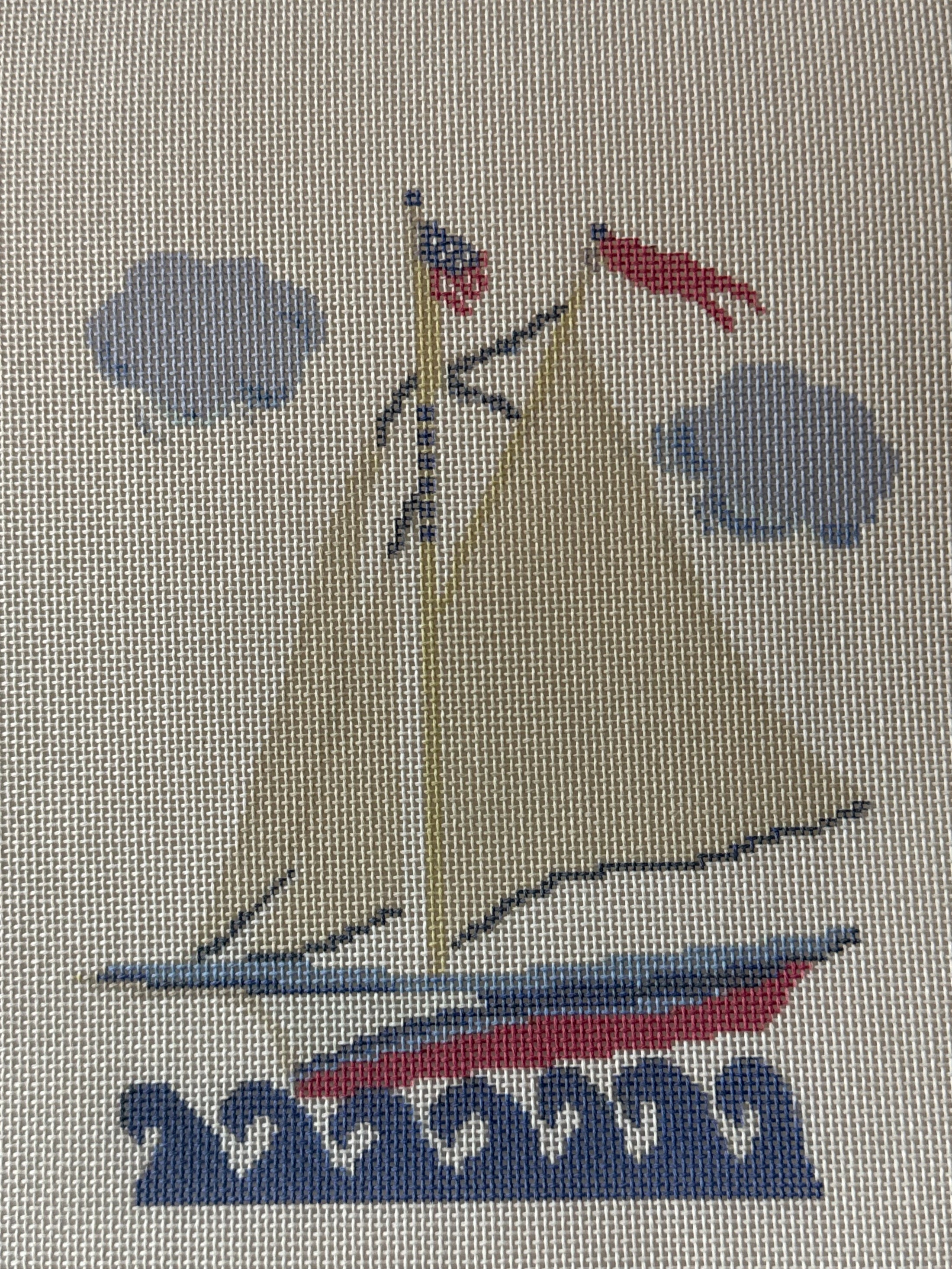 NEW Coastal Nantucket Sailboat Needlepoint Canvas