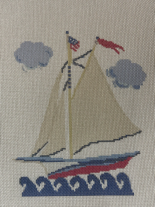 NEW Coastal Nantucket Sailboat Needlepoint Canvas