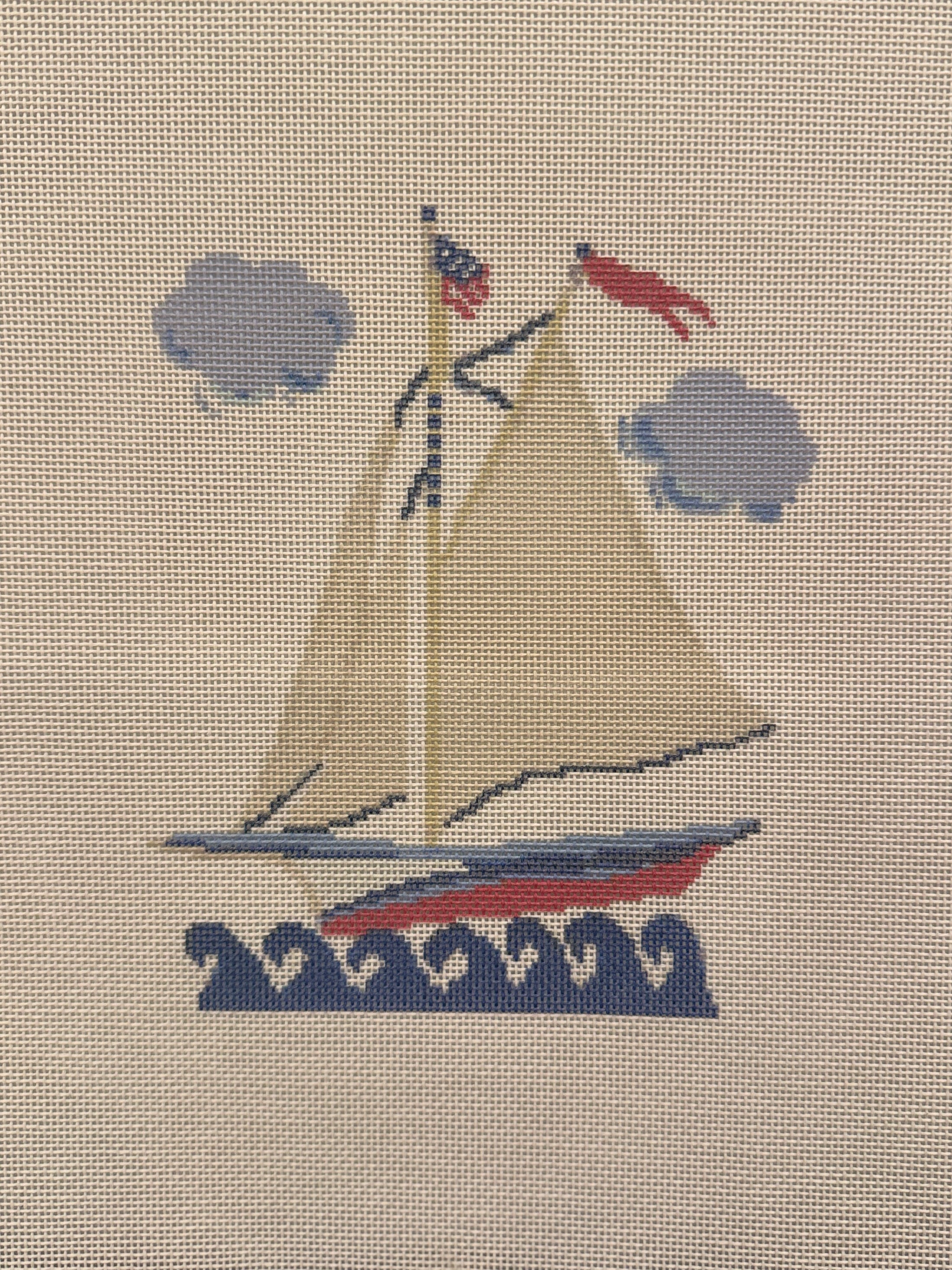 NEW Coastal Nantucket Sailboat Needlepoint Canvas