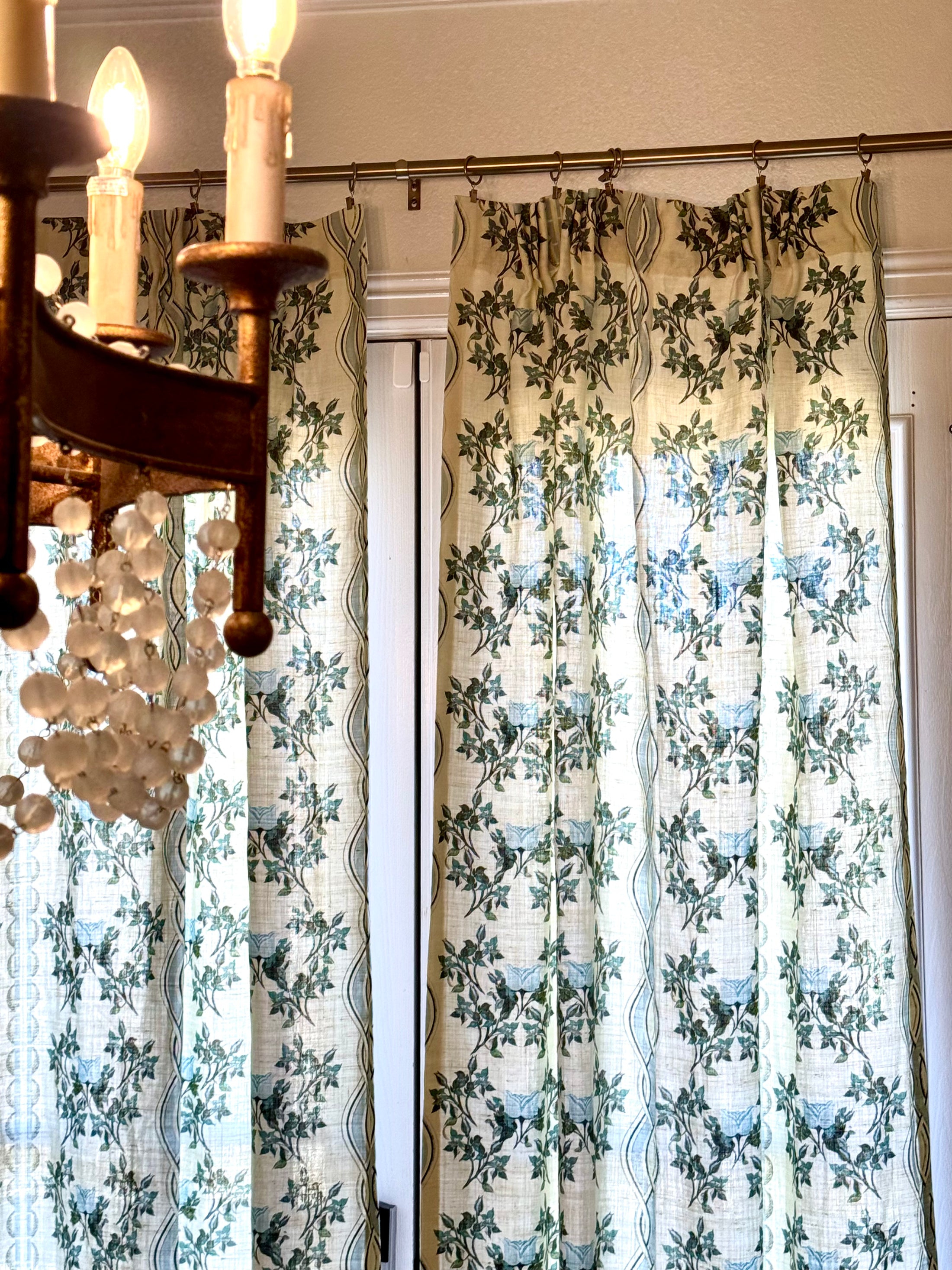 English Rose Garden Trellis in Blue Fabric