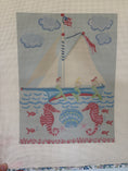 Load image into Gallery viewer, NEW Coastal Sailboat Mermaids Needlepoint Canvas
