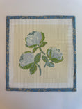 Load image into Gallery viewer, Needlepoint Canvas on 13 Bowood Roses  Zweigart Mono Deluxe Mesh Embroidery with finished Liberty of London fabric on the edges
