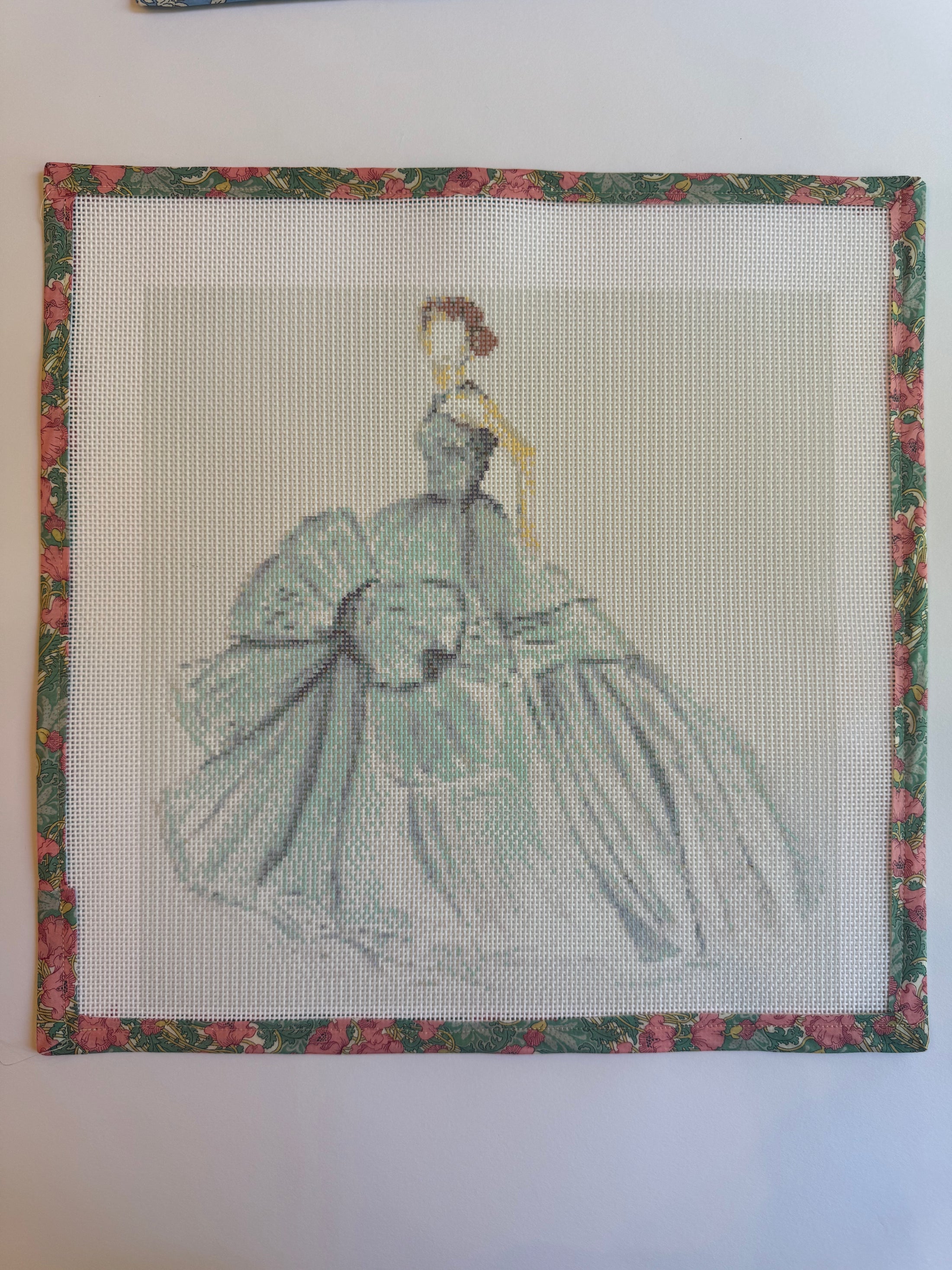 Needlepoint Canvas on 13 Dior Dress Dior Vintage Dress Zweigart Mono Deluxe Mesh Embroidery with finished Liberty of London fabric on the edges