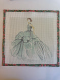 Load image into Gallery viewer, Needlepoint Canvas on 13 Dior Dress Dior Vintage Dress Zweigart Mono Deluxe Mesh Embroidery with finished Liberty of London fabric on the edges
