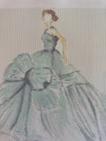 Load image into Gallery viewer, Needlepoint Canvas on 13 Dior Dress Dior Vintage Dress Zweigart Mono Deluxe Mesh Embroidery with finished Liberty of London fabric on the edges
