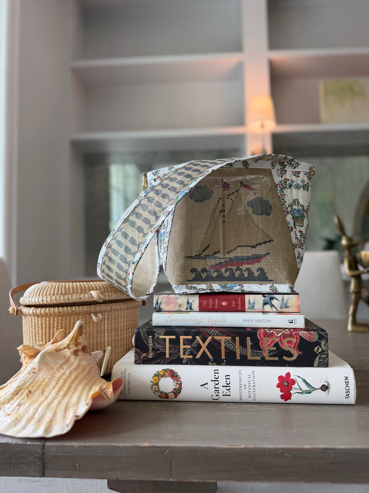 Pre-order Custom Luxury Nantucket Sailboat New England Quilted Needlepoint Stitch Your Own Canvas Bag