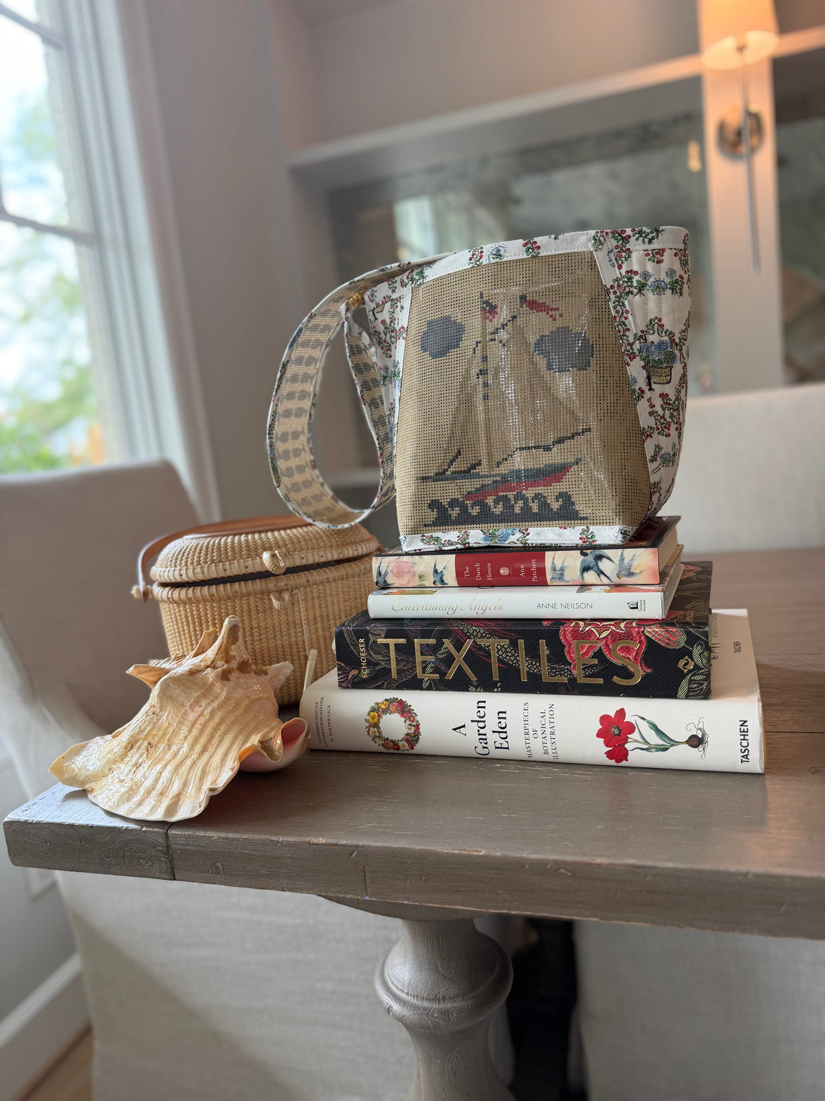 Pre-order Custom Luxury Nantucket Sailboat New England Quilted Needlepoint Stitch Your Own Canvas Bag