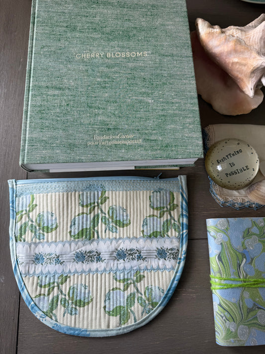 Large Bowood with French Ribbon Needlepoint Canvas Thread Pouch Bag