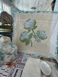 Load image into Gallery viewer, Needlepoint Canvas on 13 Roses  Zweigart Mono Deluxe Mesh Embroidery with finished Liberty of London fabric on the edges
