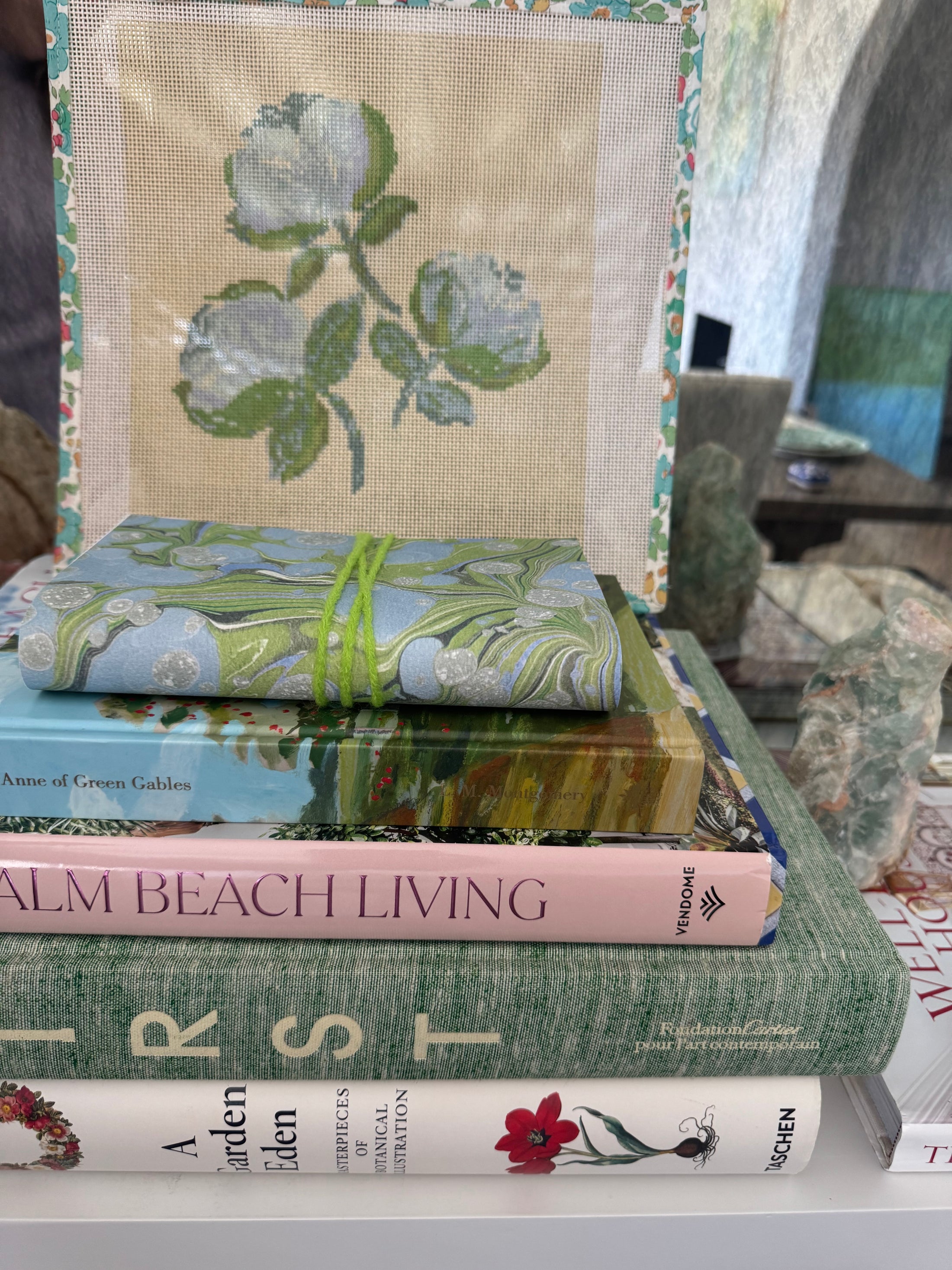 Needlepoint Canvas on 13 Roses  Zweigart Mono Deluxe Mesh Embroidery with finished Liberty of London fabric on the edges