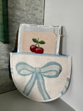 Load image into Gallery viewer, Blue Bow Needlepoint Canvas Thread Pouch Bag
