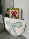 Load image into Gallery viewer, Blue Bow Needlepoint Canvas Thread Pouch Bag
