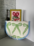 Load image into Gallery viewer, Green Bow Needlepoint Canvas Thread Pouch Bag
