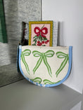 Load image into Gallery viewer, Green Bow Needlepoint Canvas Thread Pouch Bag
