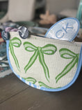 Load image into Gallery viewer, Green Bow Needlepoint Canvas Thread Pouch Bag
