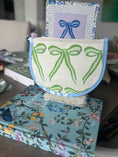 Load image into Gallery viewer, Green Bow Needlepoint Canvas Thread Pouch Bag
