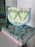 Load image into Gallery viewer, Green Bow Needlepoint Canvas Thread Pouch Bag
