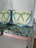 Load image into Gallery viewer, Green Bow Needlepoint Canvas Thread Pouch Bag
