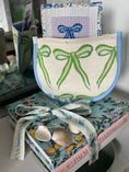Load image into Gallery viewer, Green Bow Needlepoint Canvas Thread Pouch Bag

