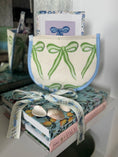 Load image into Gallery viewer, Green Bow Needlepoint Canvas Thread Pouch Bag
