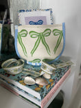 Load image into Gallery viewer, Green Bow Needlepoint Canvas Thread Pouch Bag
