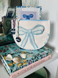 Load image into Gallery viewer, Blue Bow Needlepoint Canvas Thread Pouch Bag
