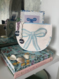 Load image into Gallery viewer, Blue Bow Needlepoint Canvas Thread Pouch Bag
