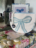 Load image into Gallery viewer, Blue Bow Needlepoint Canvas Thread Pouch Bag
