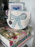 Load image into Gallery viewer, Blue Bow Needlepoint Canvas Thread Pouch Bag

