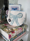 Load image into Gallery viewer, Blue Bow Needlepoint Canvas Thread Pouch Bag
