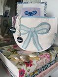 Load image into Gallery viewer, Blue Bow Needlepoint Canvas Thread Pouch Bag
