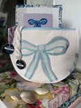 Load image into Gallery viewer, Blue Bow Needlepoint Canvas Thread Pouch Bag
