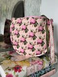 Load image into Gallery viewer, Pink Green Floral Needlepoint Canvas Thread Pouch Bag

