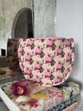 Load image into Gallery viewer, Pink Green Floral Needlepoint Canvas Thread Pouch Bag
