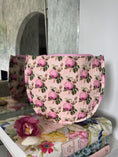Load image into Gallery viewer, Pink Green Floral Needlepoint Canvas Thread Pouch Bag
