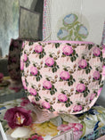 Load image into Gallery viewer, Pink Green Floral Needlepoint Canvas Thread Pouch Bag
