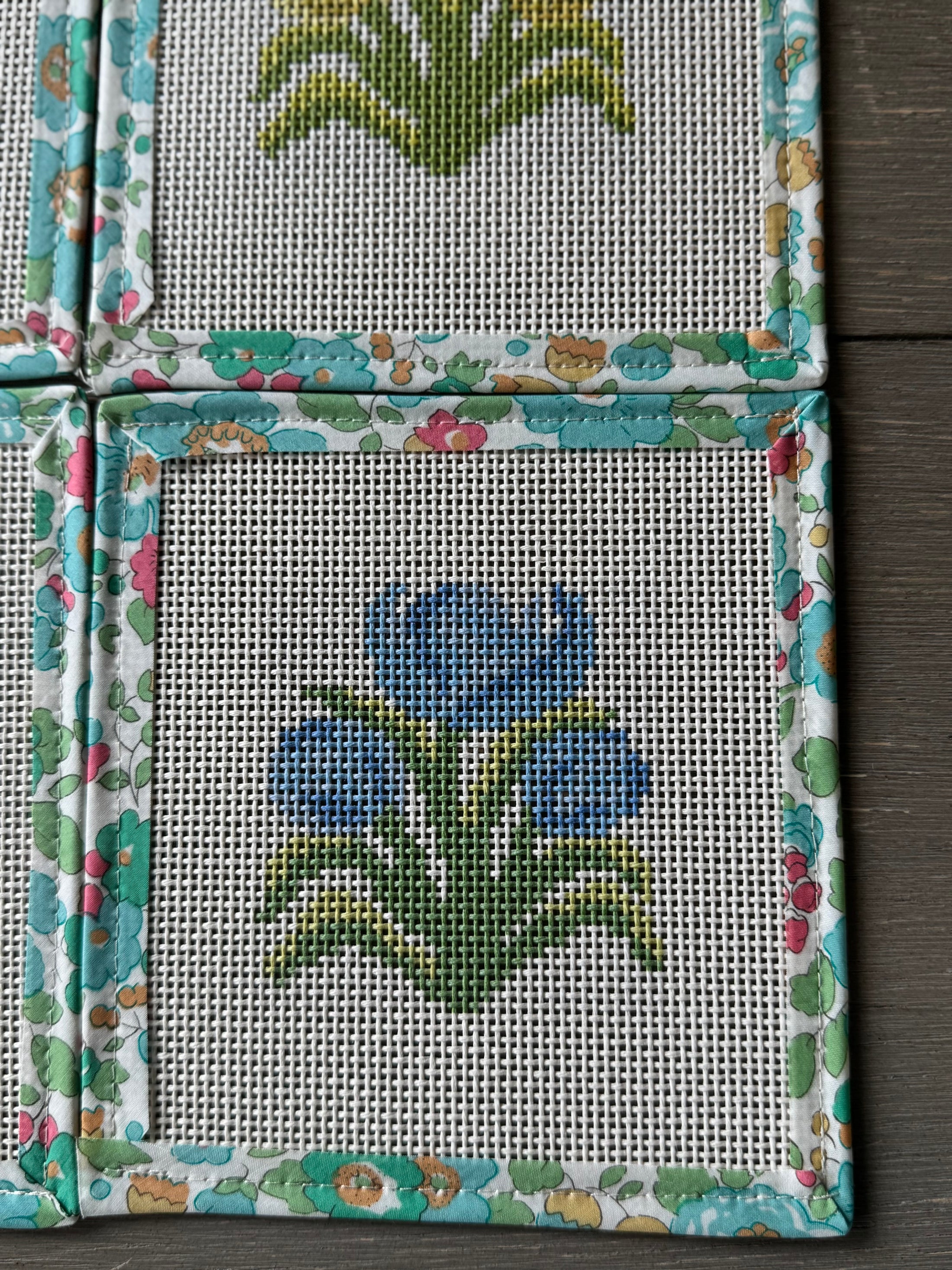 Tulips Needlepoint Canvas Coaster 4"