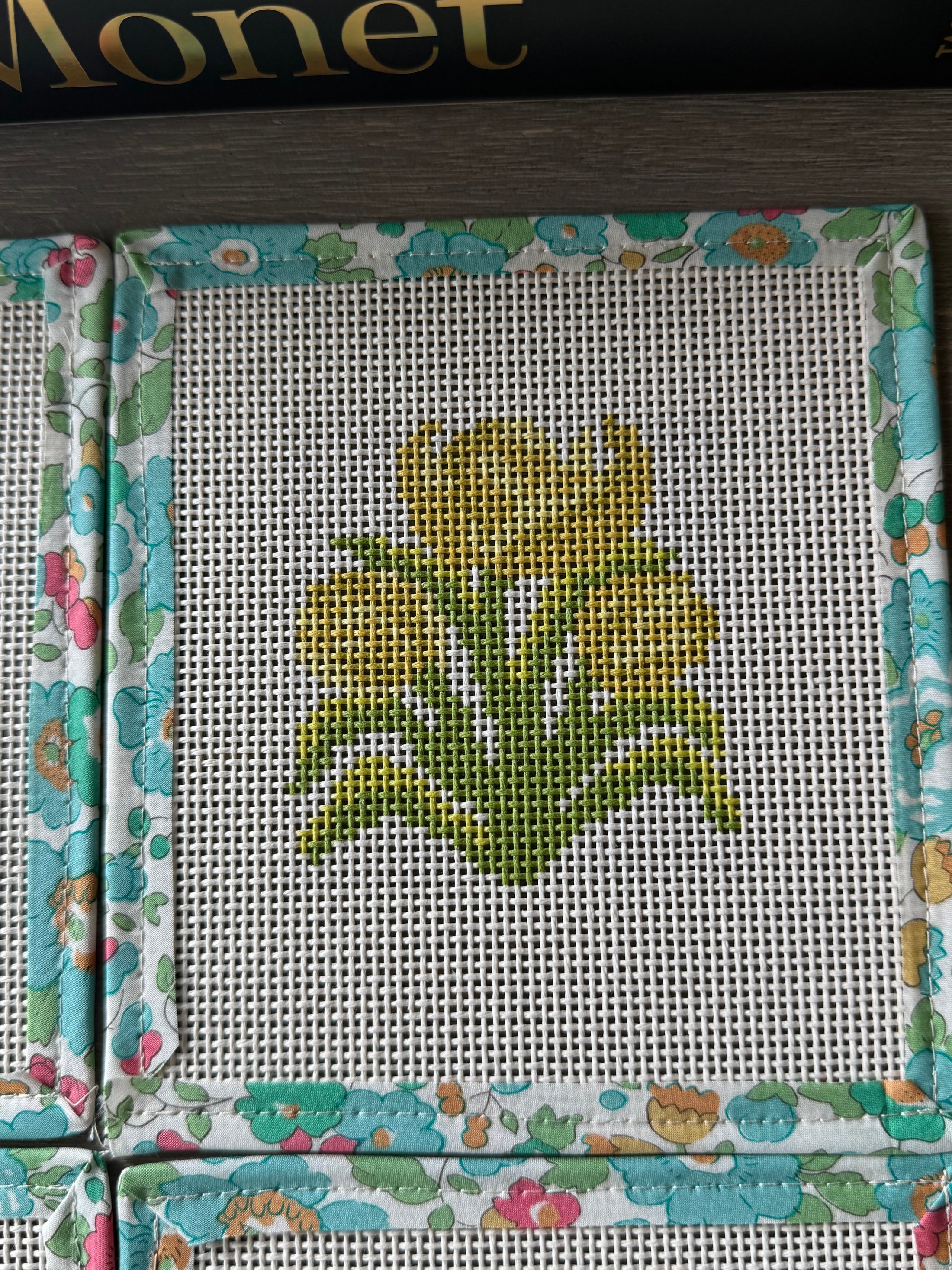 Tulips Needlepoint Canvas Coaster 4"