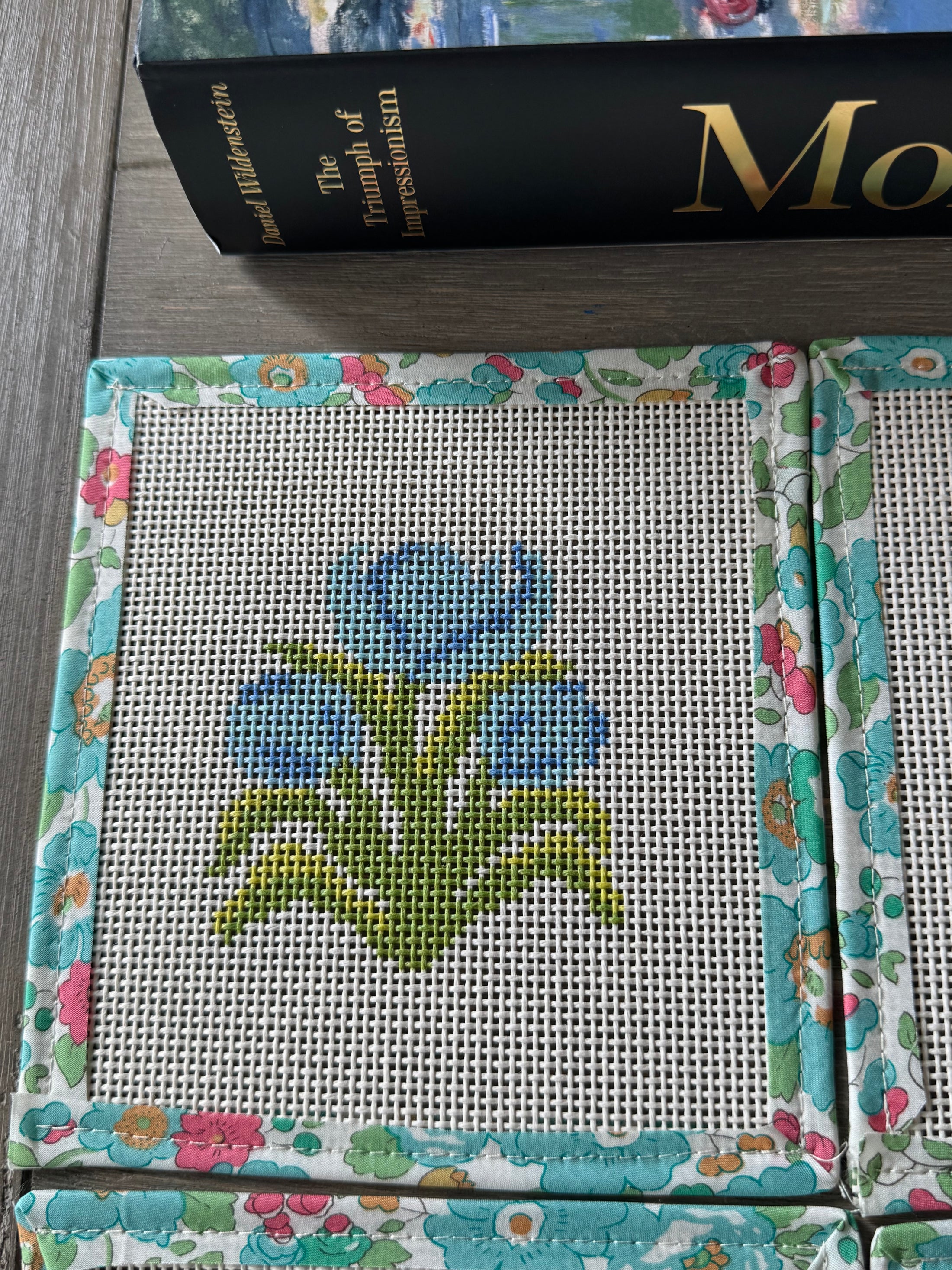 Tulips Needlepoint Canvas Coaster 4"