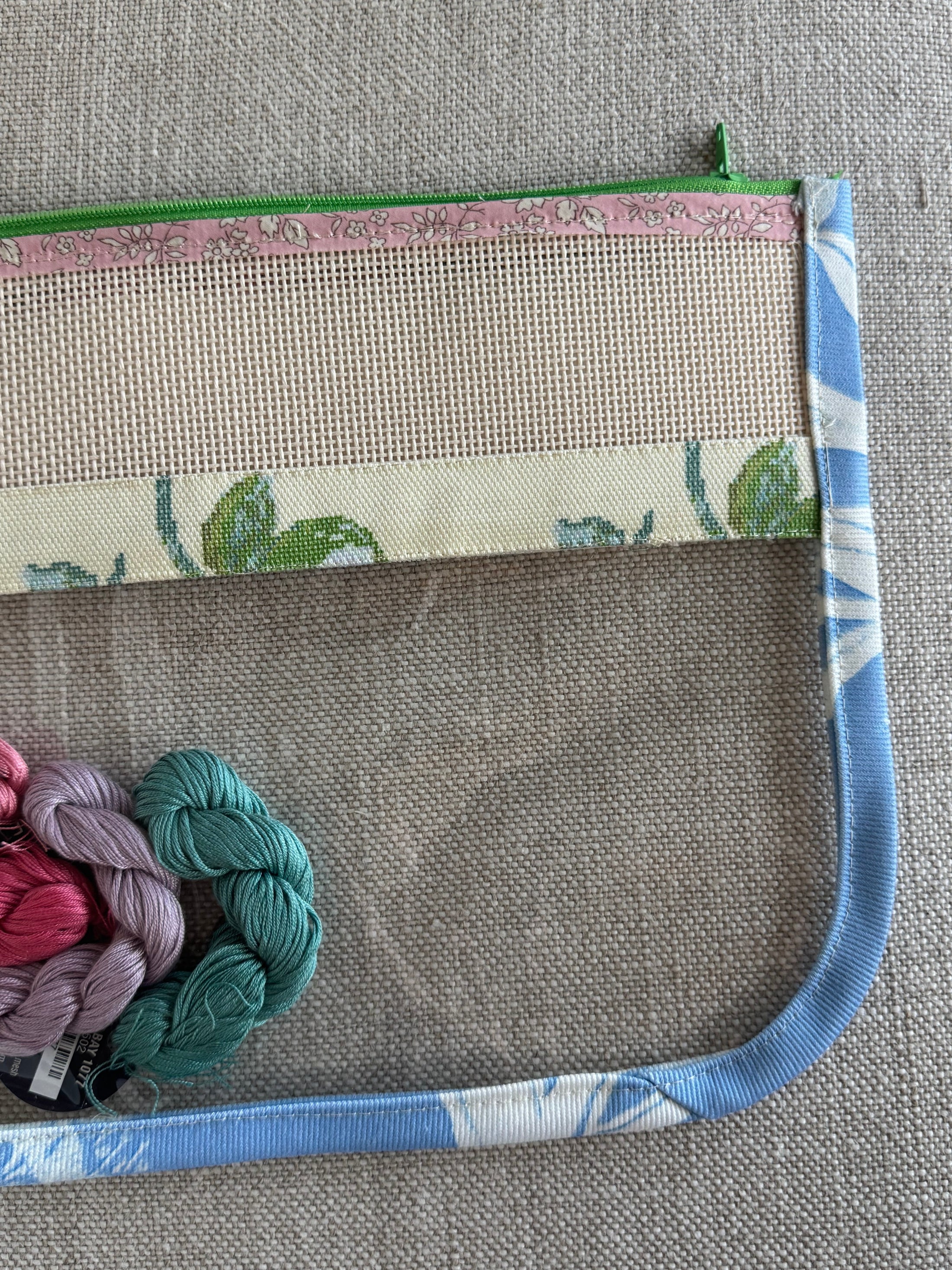 Self finishing Roses Needlepoint Canvas Thread Pouch Bag
